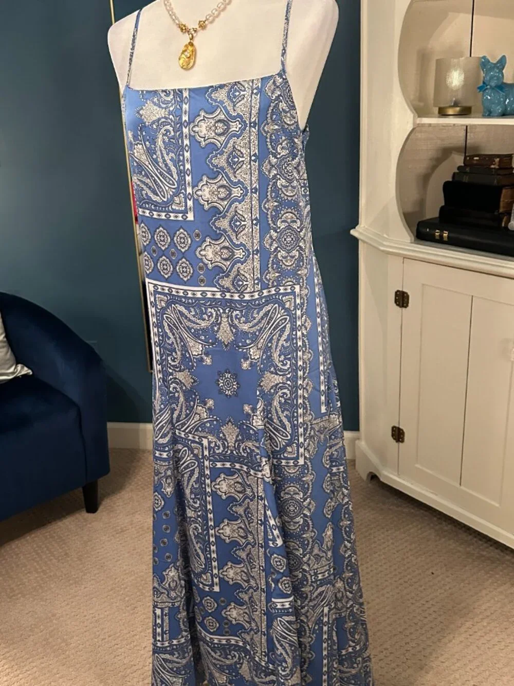 Silky Blue Maxi Dress - Picture 2 of 5